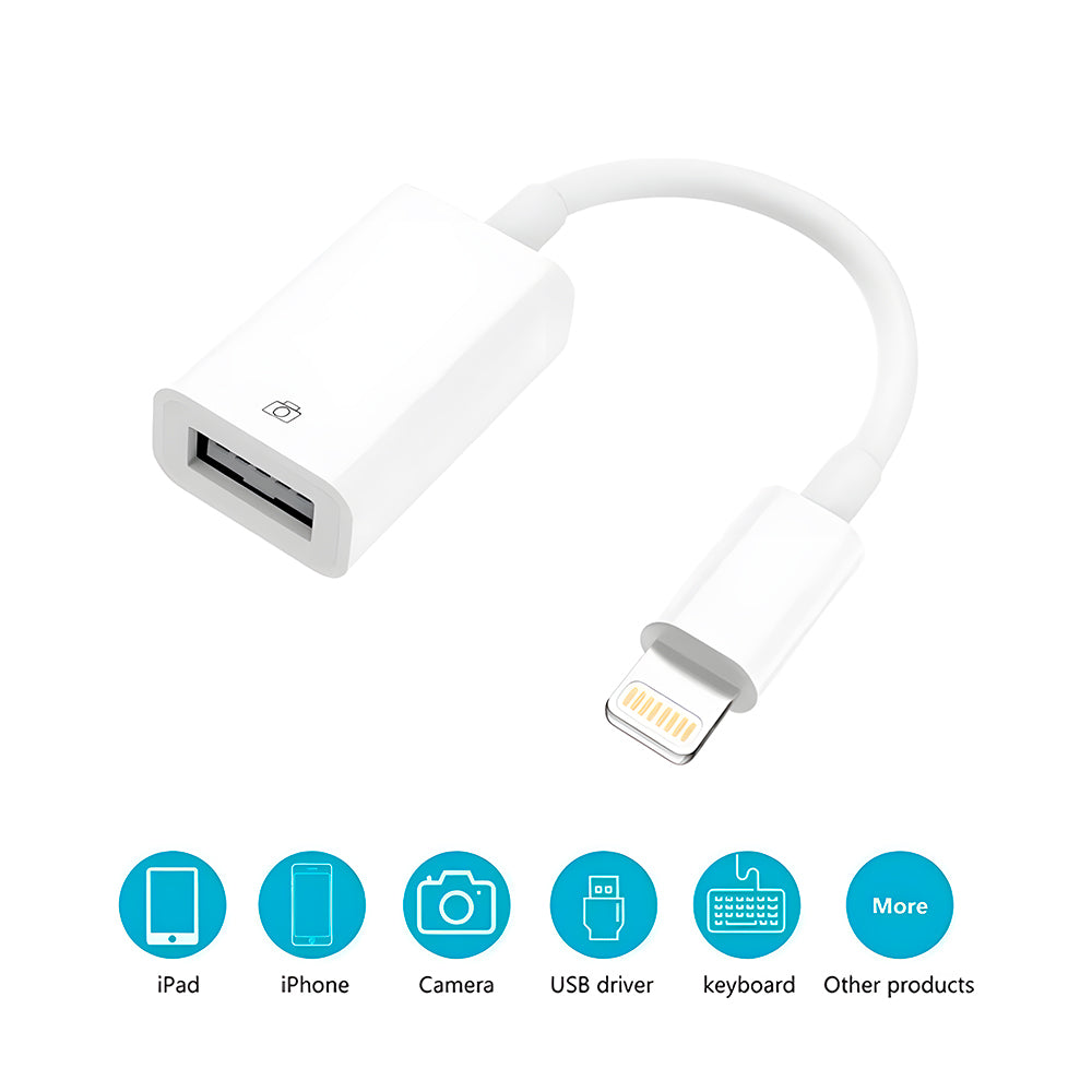 Adaptador OTG USB 3.0 (Fêmea) Para Lightning (Macho), Transmissão de Alta Velocidade, ZHQ-11, H'Maston, Branco