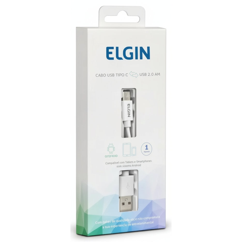 Cabo USB Tipo-C Elgin 1m, 46RCTIPOC000, Branco