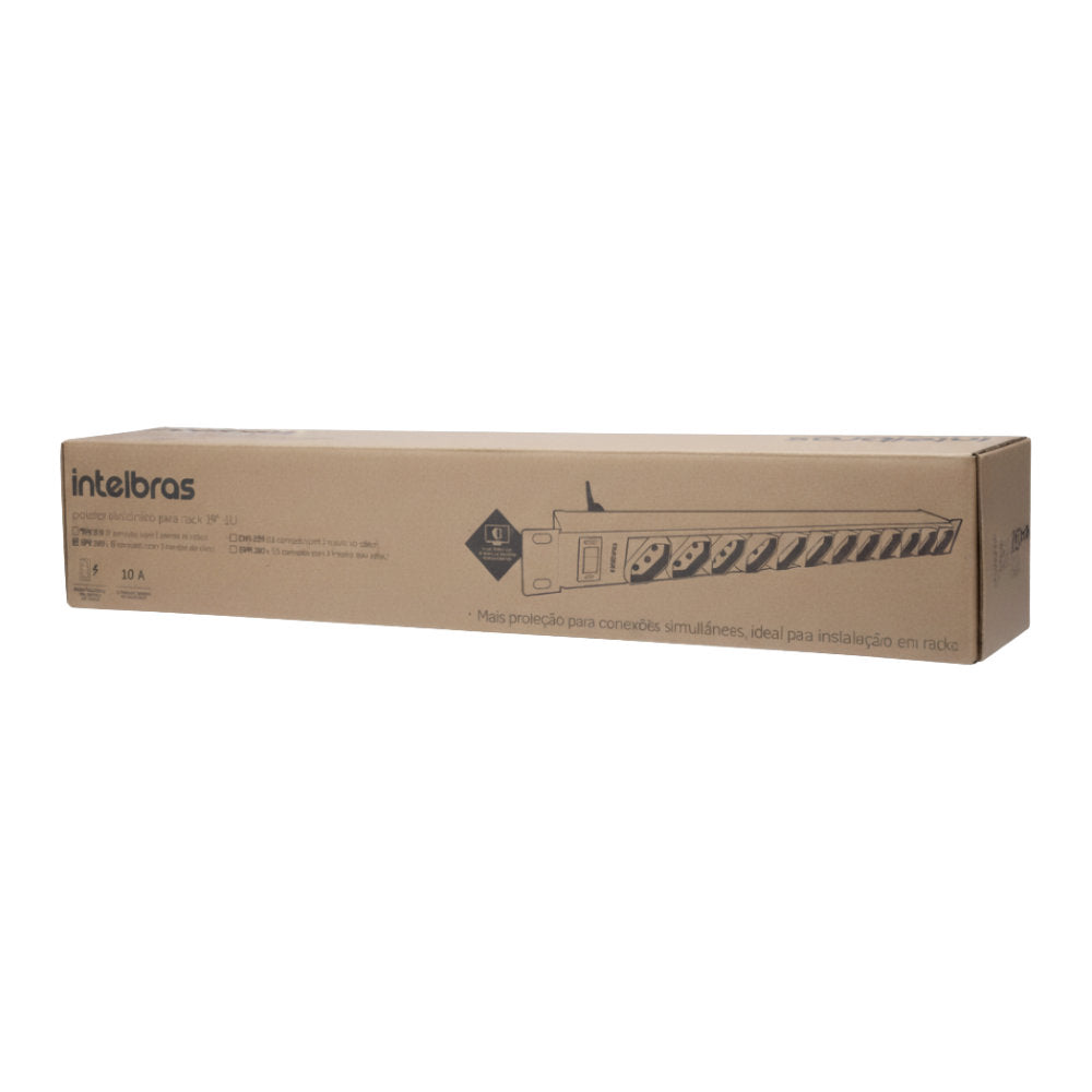 Protetor Eletrônico Intelbras EPR 208+, 8 Tomadas, Rack 19" 1U, Bivolt, 10A, 3m Cabo, Preto
