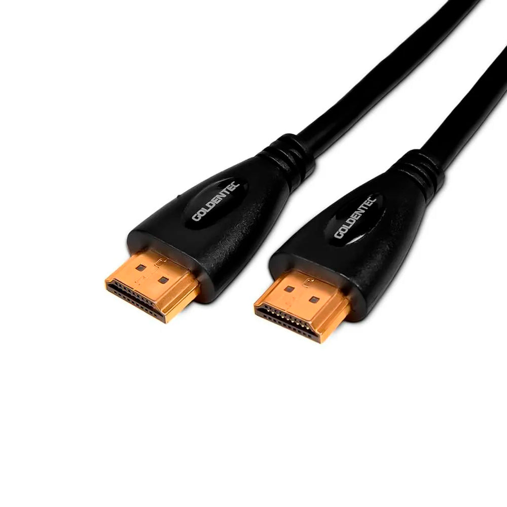 Cabo HDMI para HDMI 5 Metros Plug v2.0 Goldentec, 4K-60Hz e 3D, PVC com Blindagem Tripla, Banhado a Ouro - Preto