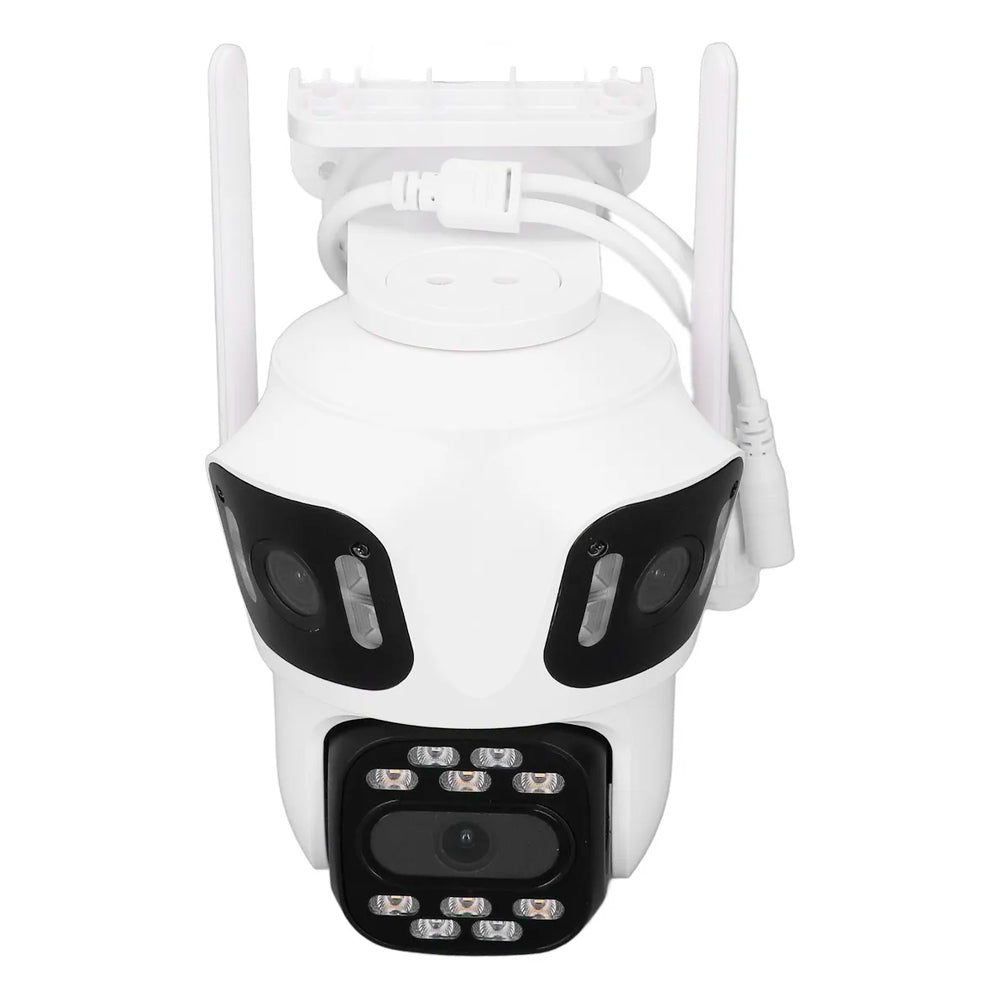 Câmera de Segurança Lente Tripla Giratória IP, Full HD 8MP, Wi-Fi Bluetooth, Compatível Alexa, APP iCSee - Branco