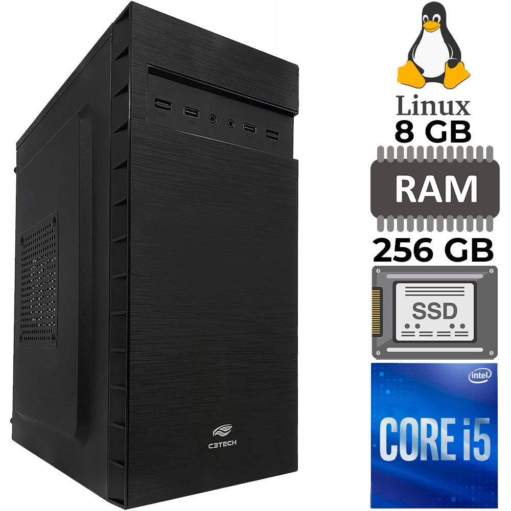 Computador Core i5-3470, SSD 256GB, 8GB RAM, GAB. MT-32BK, Linux