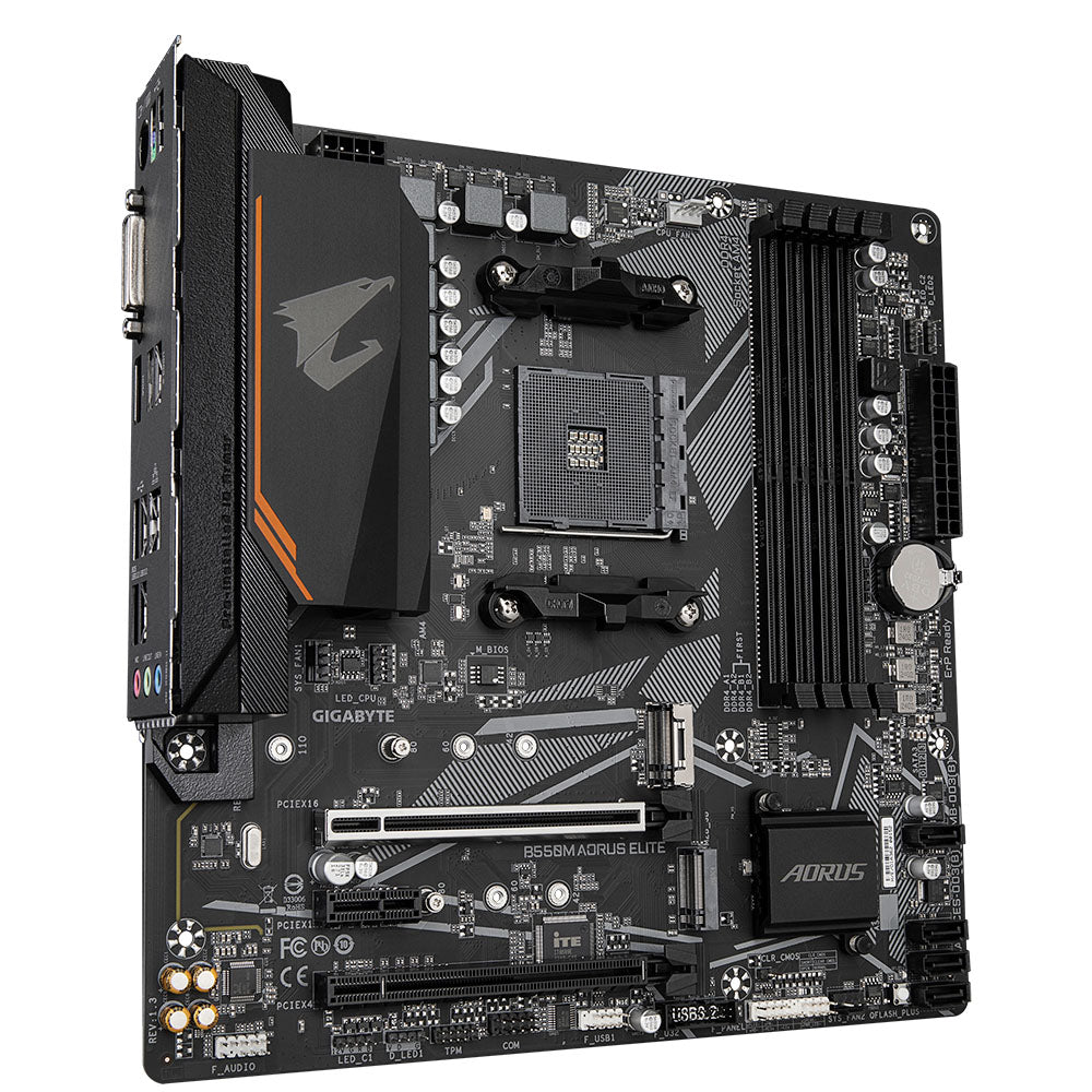 Placa-Mãe Gamer Gigabyte B550M AORUS Elite AM4 AMD B550 Micro-ATX DDR4 Dual M.2 PCIe 4.0 LAN GbE