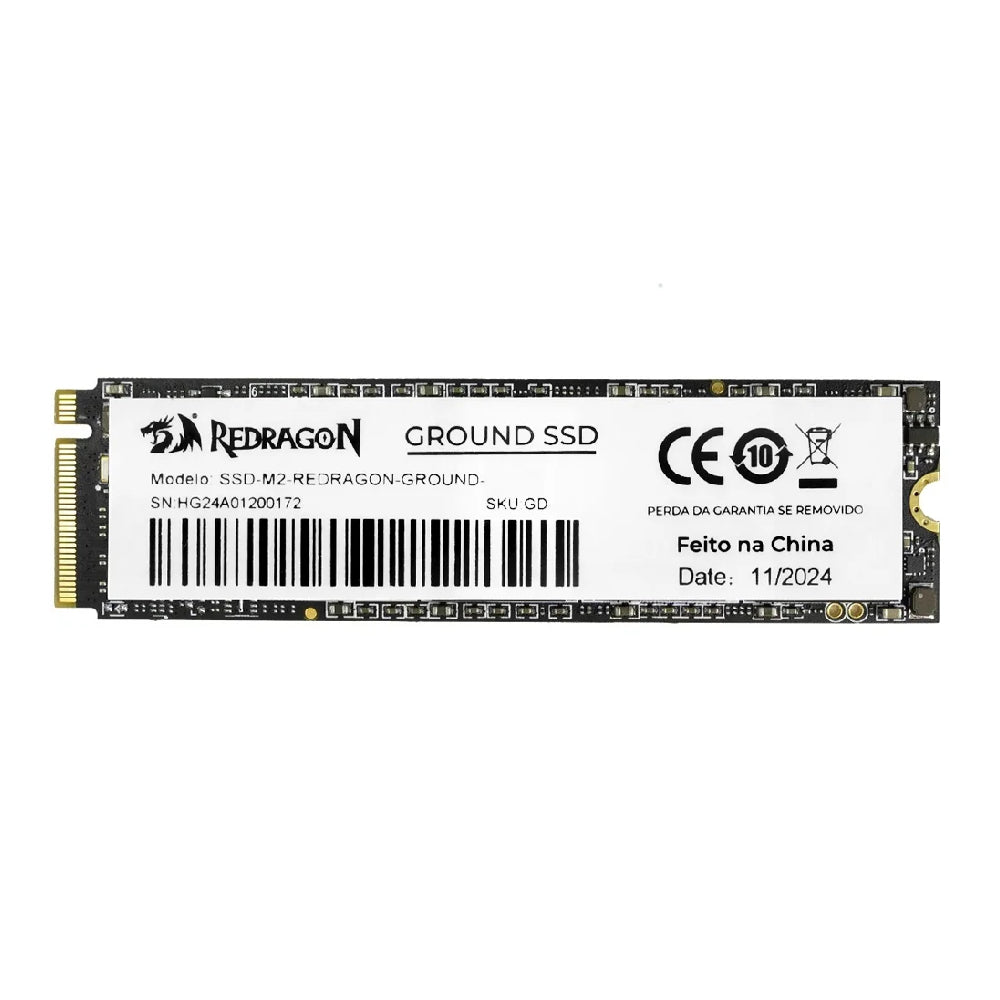 SSD M.2 NVMe Redragon Ground 256GB Leitura 3500Mb/s Gravação 3000Mb/s - GD-410