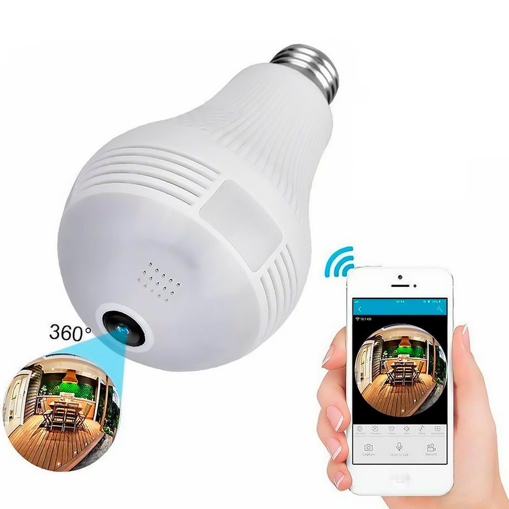 Camera de Segurança IP Lâmpada Espiã 360° V380 V380 Pro Panorâmica Com Infravermelho - VRCAM