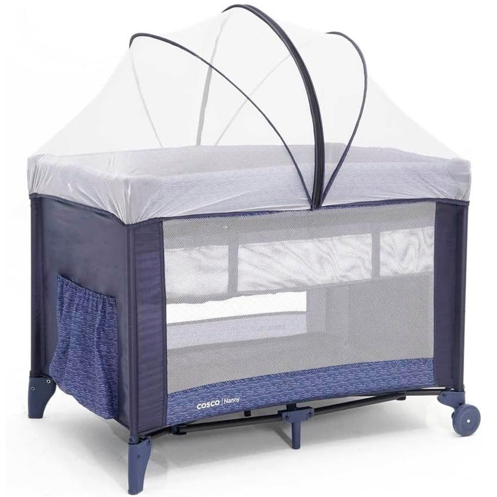 Berço Portátil Cosco Nanny 2 Níveis de Altura - de 0 a 18kg, Azul Rajado