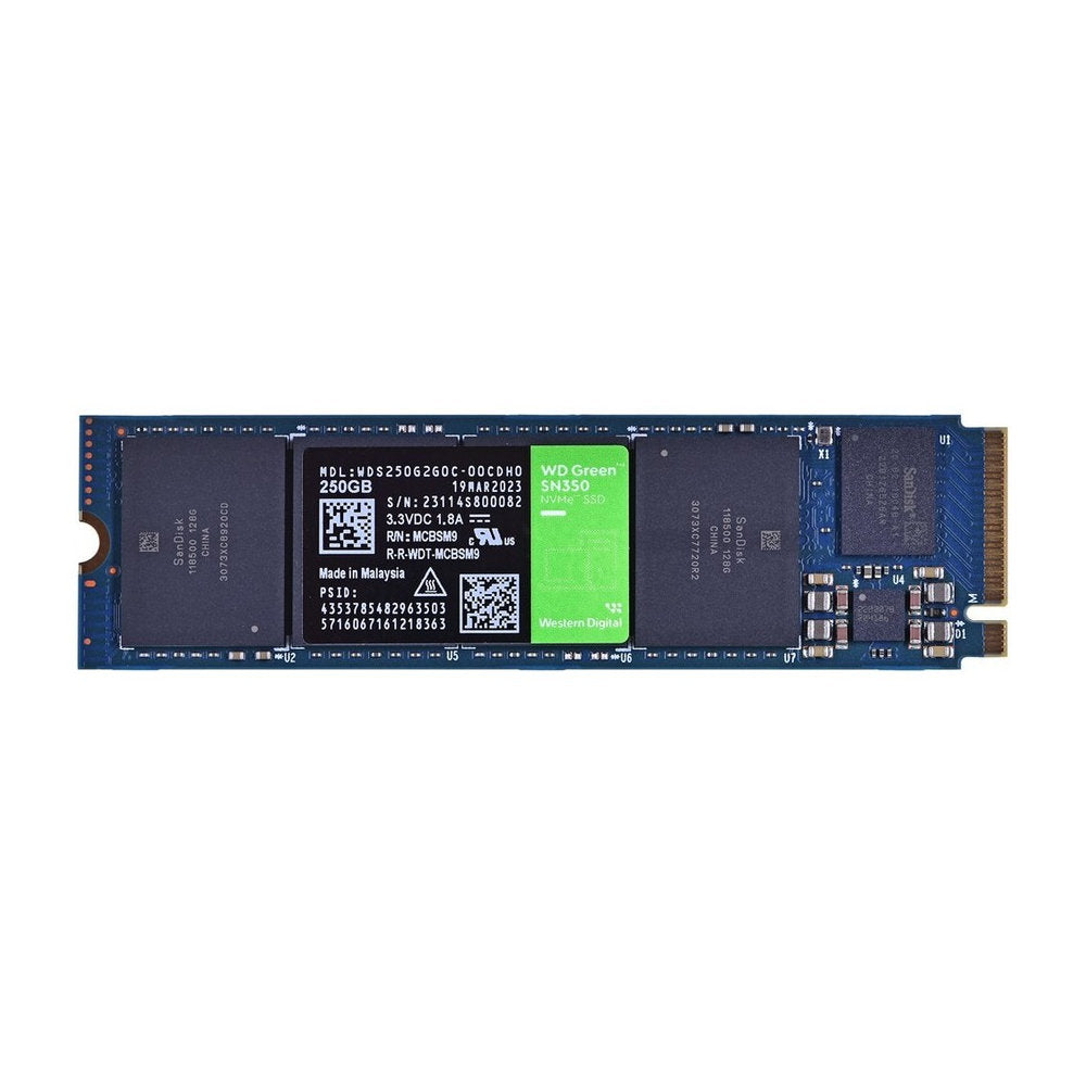 SSD WD Green SN350 250GB M.2 2280 NVMe, Leitura até 2400MB/s, Gravação até 1500MB/s – WDS250G2G0C