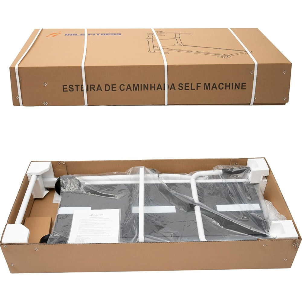 Esteira Mecânica Mile Fitness Dobrável 3 Inclinações Ajustáveis 110kg Display Tempo Distância Calorias 130x50x120cm