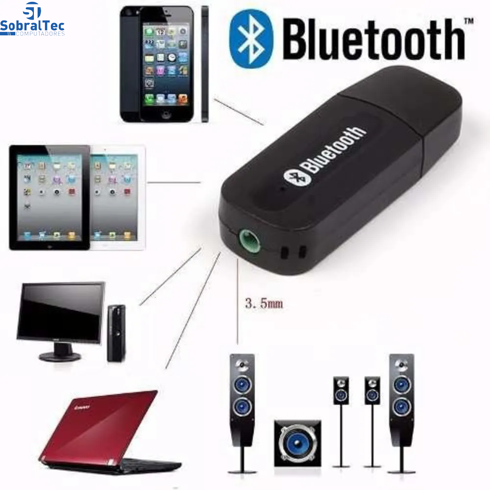 Adaptador Áudio Receptor Música Bluetooth Usb Veicular E Som
