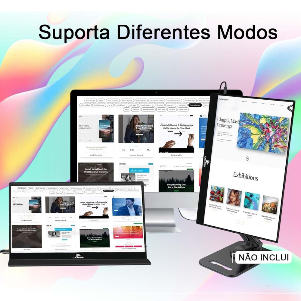 Monitor Portátil Grasep 15,6" Full HD IPS HDR10 USB-C HDMI Leve Versátil Para Trabalho Estudos E Jogos