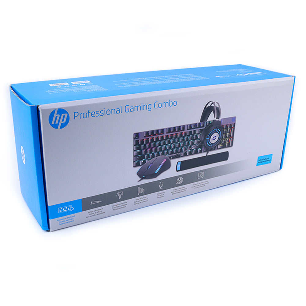 Kit Gamer Pro HP, Teclado Mecânico, Mouse, Mousepad, Headphone, GM3000, Preto