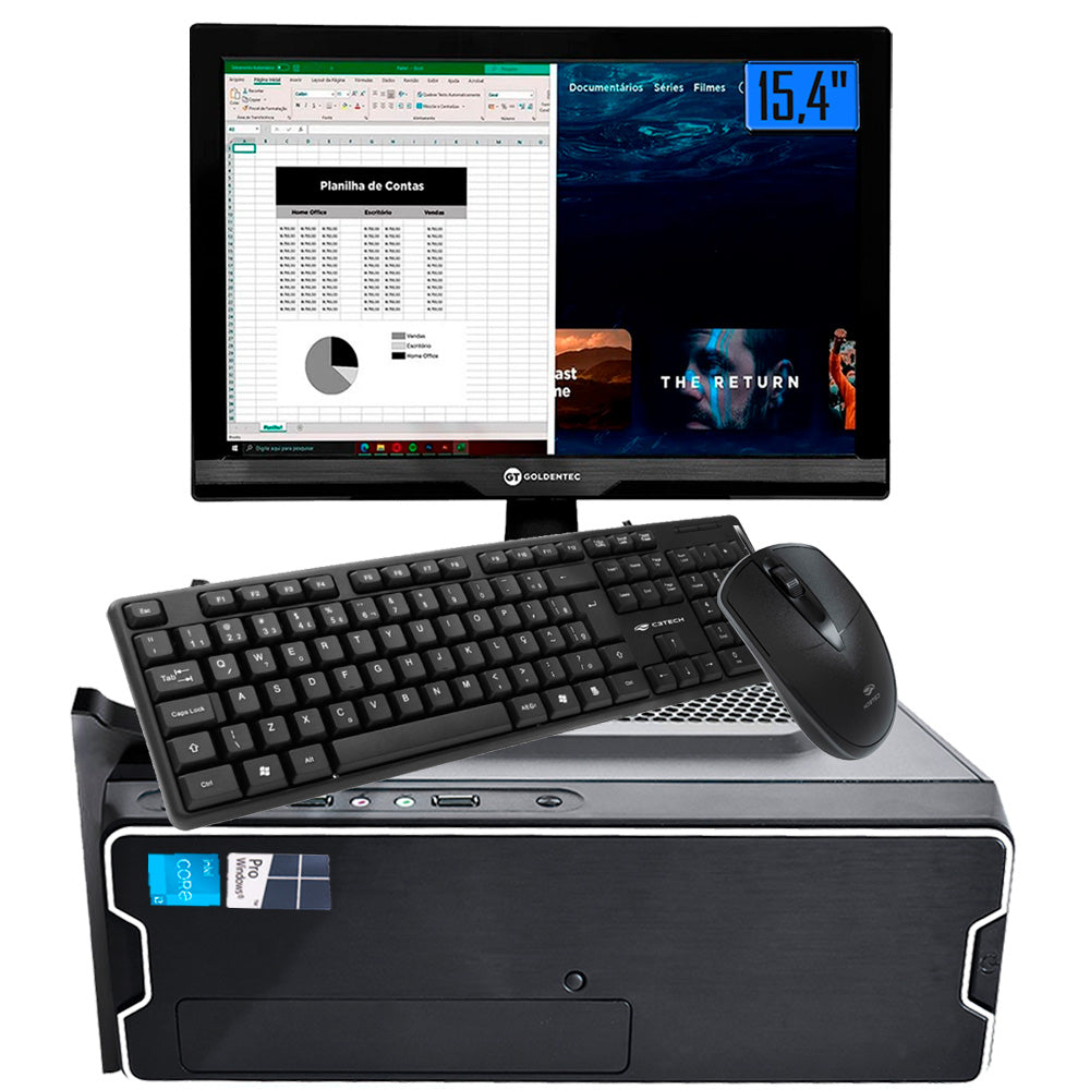 Computador Core i3-3220-SSD 120GB-Memória Ram 8GB-Gab Slim. Horizontal e Vertical- Com Monitor 15 HDMI e Teclado e Mouse