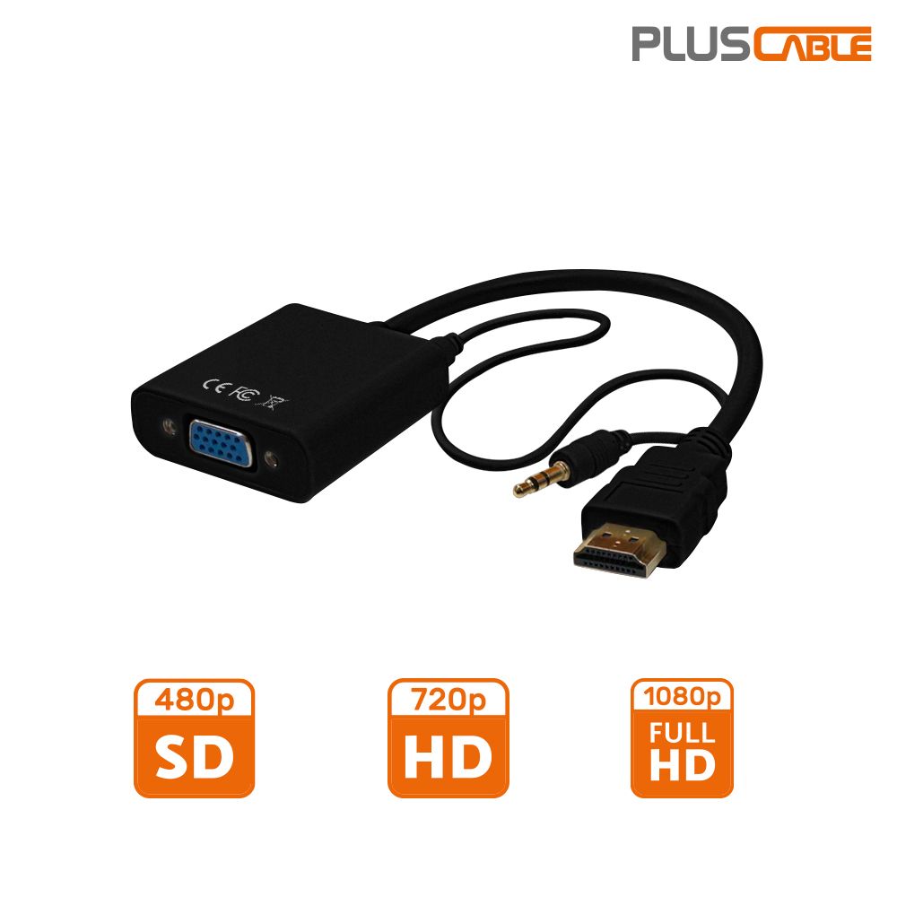 Cabo Adaptador Hdmi Vga P2 PlusCable- Adp-hdmivga20bk Pc