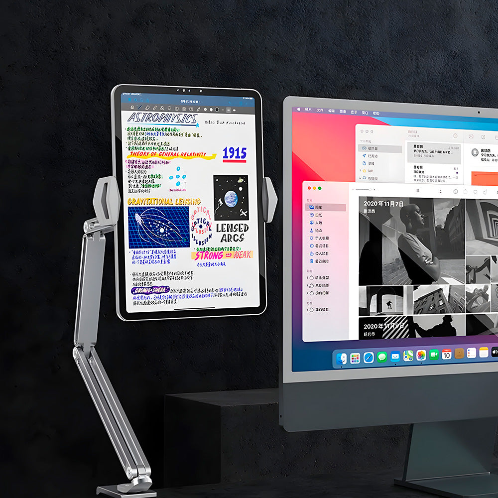 Suporte Smartphones e Tablets Com Braço Articulado Para Mesa - Cinza