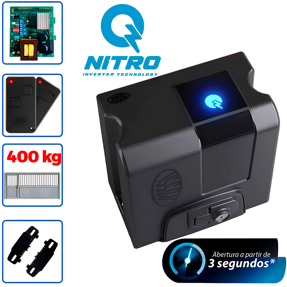 Motor de Portão Rossi DZ ATTO 36 Nitro 127V/220V Suporta Portão Até 400KG, Abertura em Até 3 Segundos