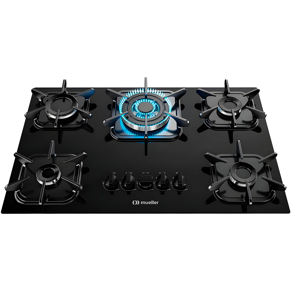 Fogão Cooktop á Gás Mueller 5 Bocas Preto, Bivolt