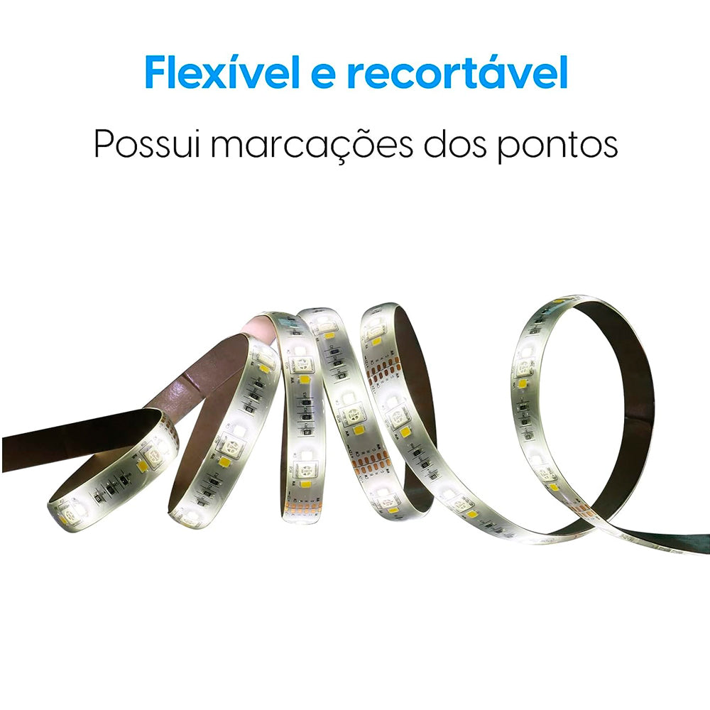 Fita de LED Inteligente 20w 3000-6500K IP44 Elgin 48FITAWIFI00, 5 Metros RGB Wi-fi Bivolt Com Alexa e Google Home