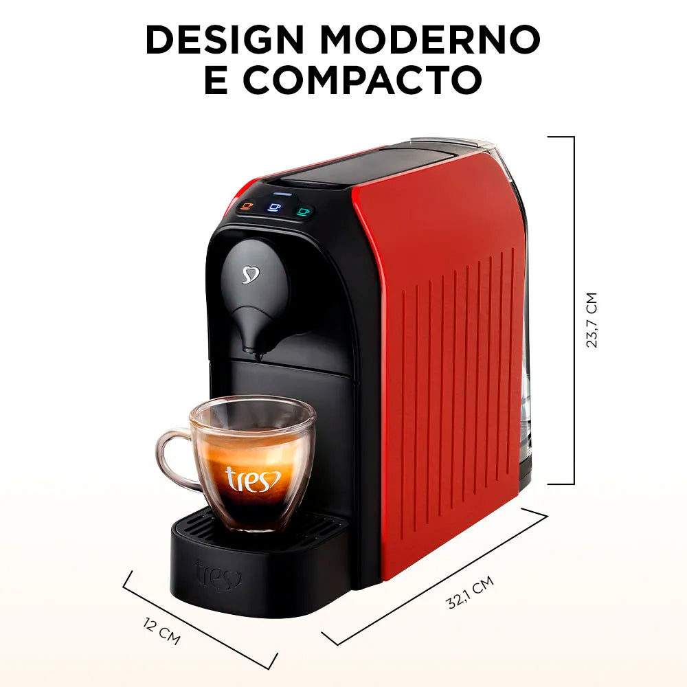 Cafeteira Espresso Três Corações Passione Vermelha, 220V, 15bar, 650ml, Multibebidas Automática