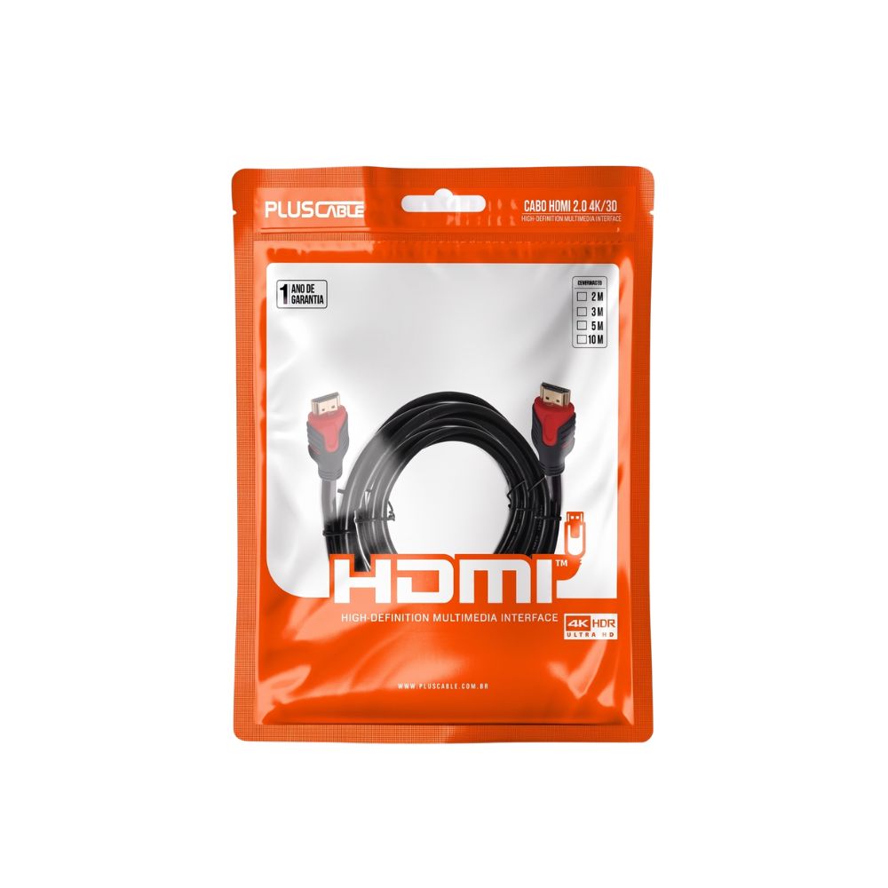Cabo Hdmi 5 Metros PC-HDMI50M  de Alta Definição Resolucao 4K, PlusCable