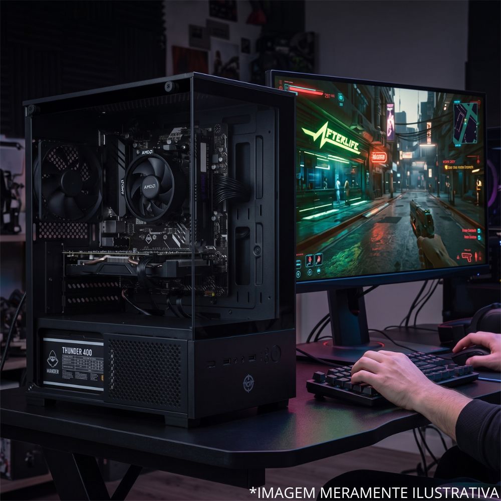 Computador Gamer AMD Ryzen 5 3400G 8GB RAM 3200MHz SSD 240GB Fonte 400W 80 Plus Windows 10 Gabinete TGT Legion