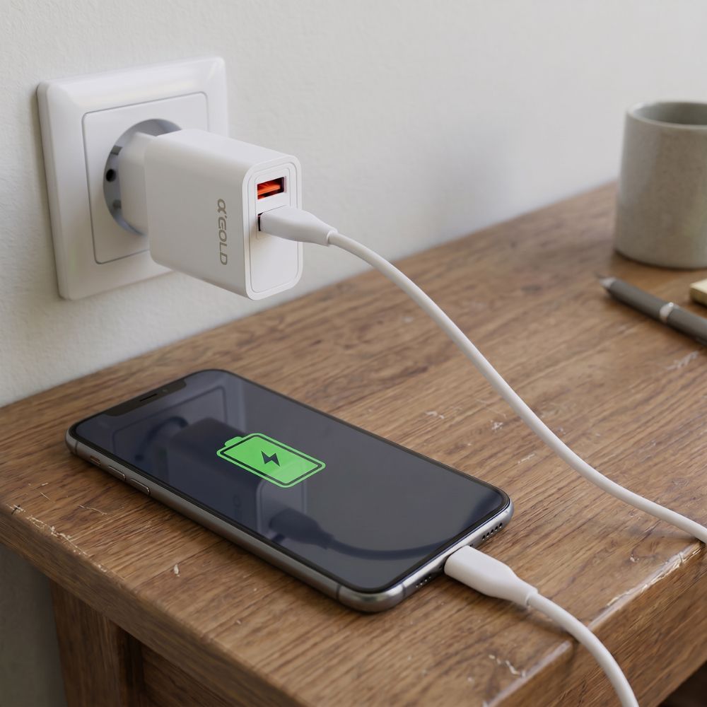 Carregador de Celular Rápido USB-C 4.1A 2 Entradas USB CA16-3 - Branco