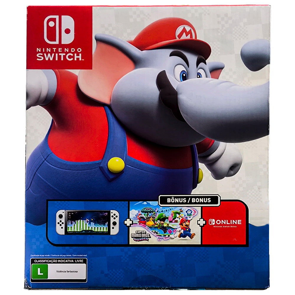 Nintendo Switch Oled Edição Super Mario Bros. Wonder + 12 Meses Assinatura Nintendo Switch Online