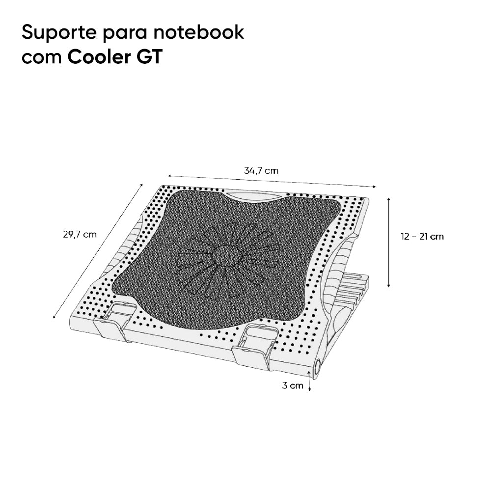 Suporte para Notebook Com Inclinação e Cooler GT SNG17
