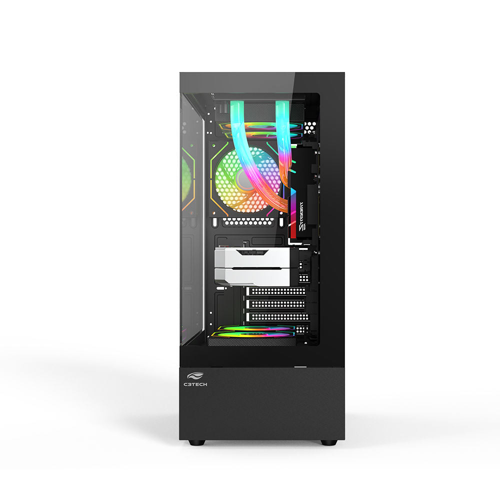 Gabinete Gamer Aquário C3Tech MT-G860BK, Mid Tower, Vidro Temperado, Compatível Water Cooler, S/ Fonte, Preto - Aquarius