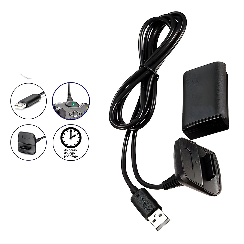 Cabo Carregador Para Controle De XBOX 360, Com Bateria, AL-036