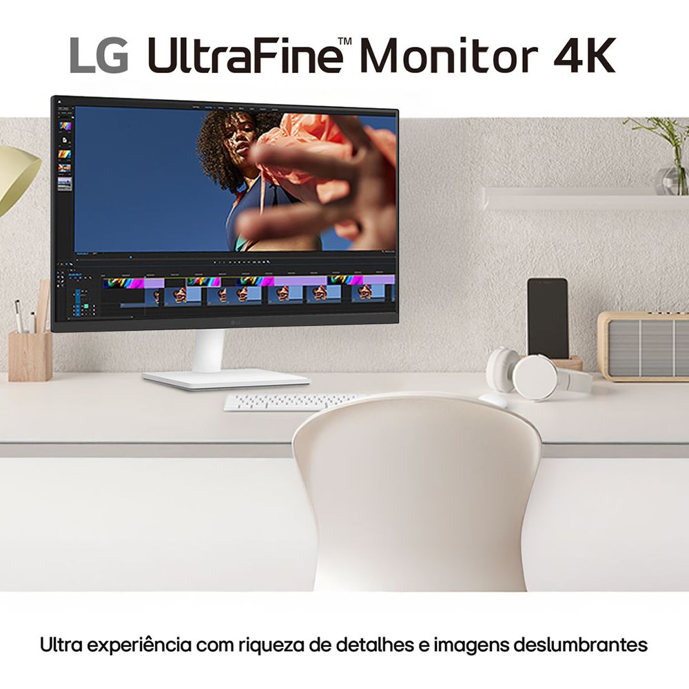 Monitor Profissional LG UltraFine 27US500-W Tela IPS 4K UHD 27" 60Hz, HDR10, DCI-P3 90%