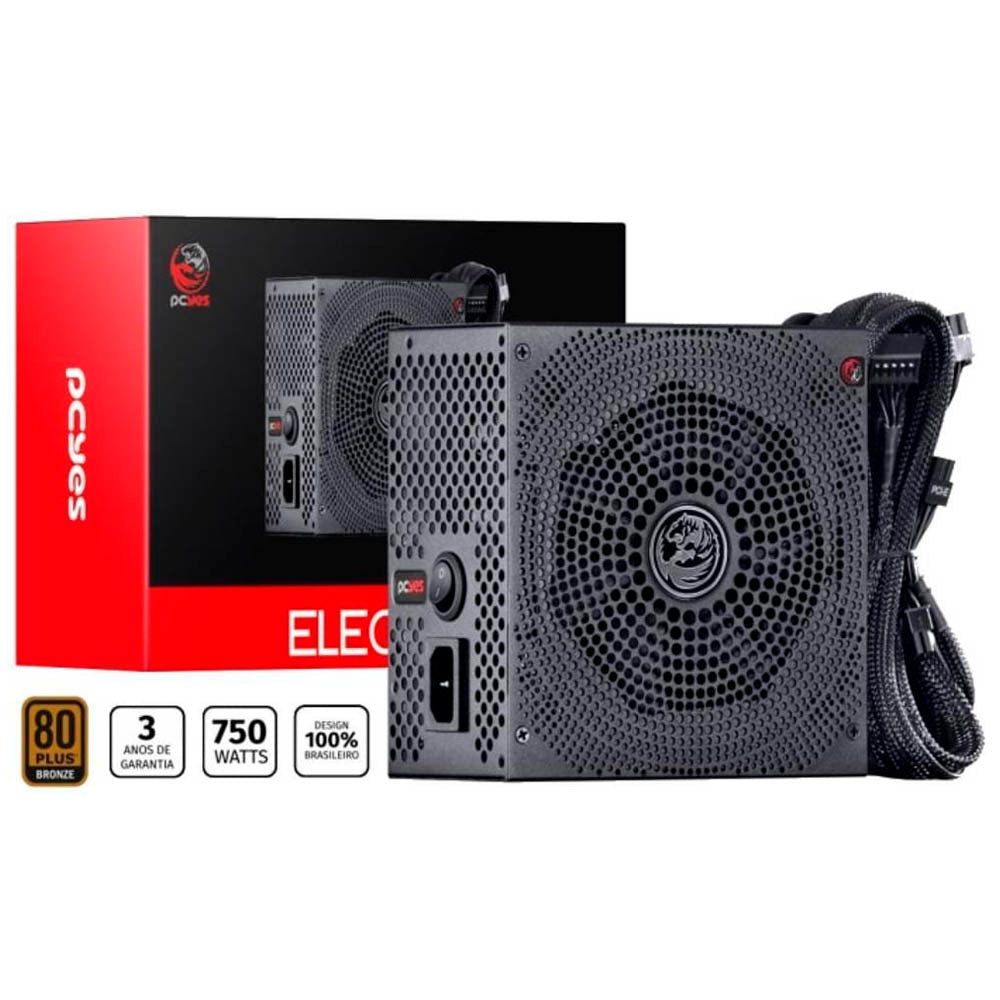 Fonte ATX Gamer 750W, 80 Plus Bronze, PFC Ativo, Rev.2, Pcyes Electro V2