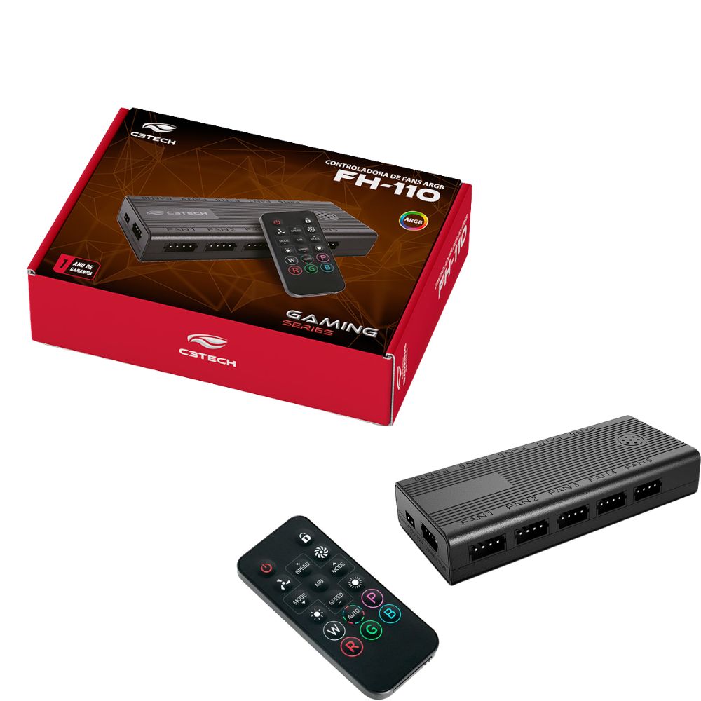 Hub Controlador de Fan FH-110BK ARGB 4 pinos C3Tech