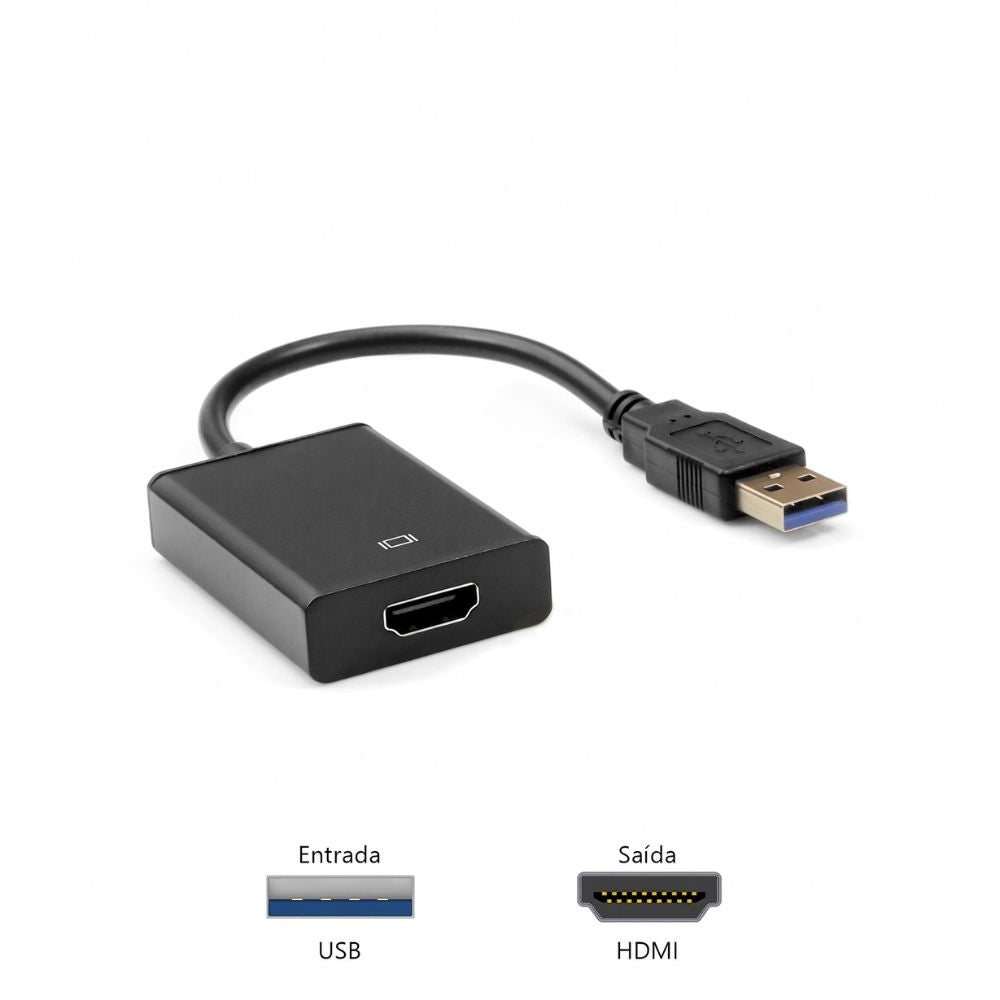 Cabo Adaptador USB 3.0 Para HDMI ADP-USBHDMI10BK PlusCable