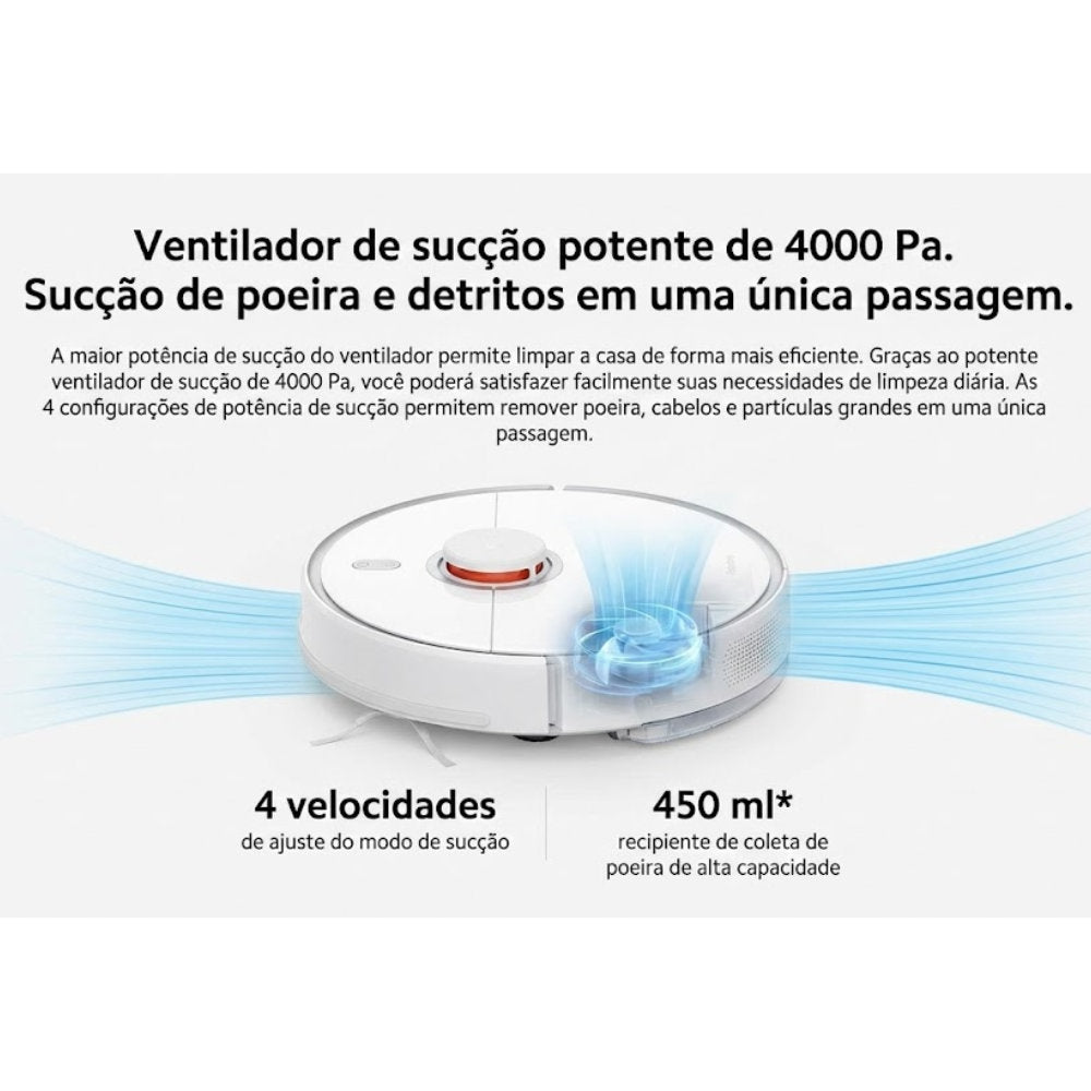 Robô Aspirador De Pó Inteligente Vacuum S10+ Xiaomi MPN BHR6368EU, Branco