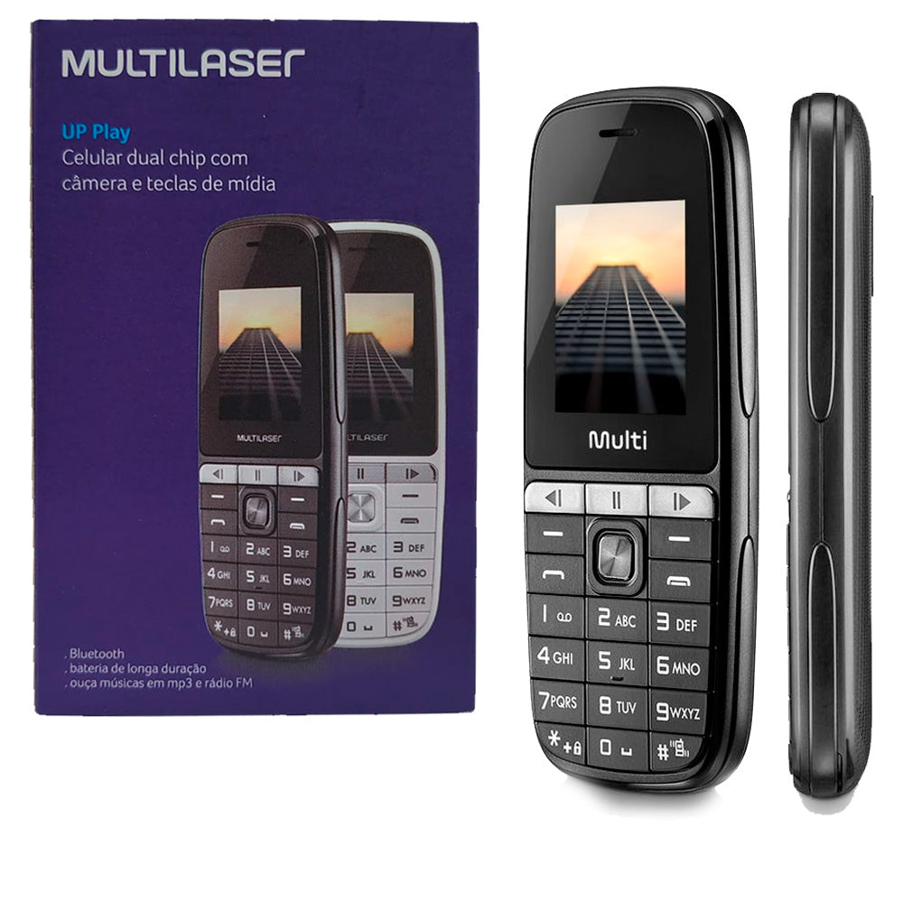 Celular Up Play Multilaser P9076, 2 Chips, Câmera, MP3 Player, Rádio FM e Bluetooth - Preto