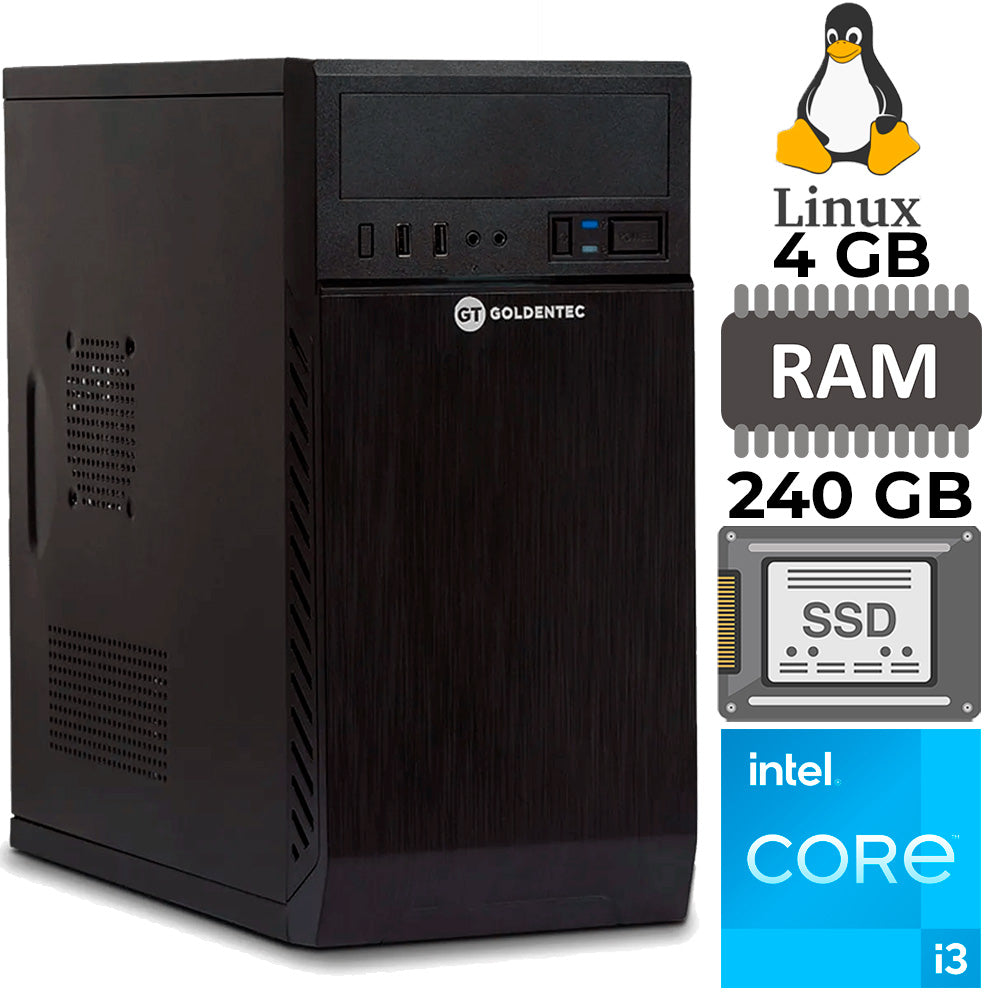Computador Intel® Core™ I3, Memória RAM 4GB, SSD 240GB, Linux - Goldentec