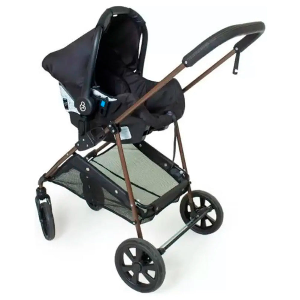 Carrinho de Bebe Moises Napoli Duo Preto Cobre + Bebe Conforto Grid - Galzerano