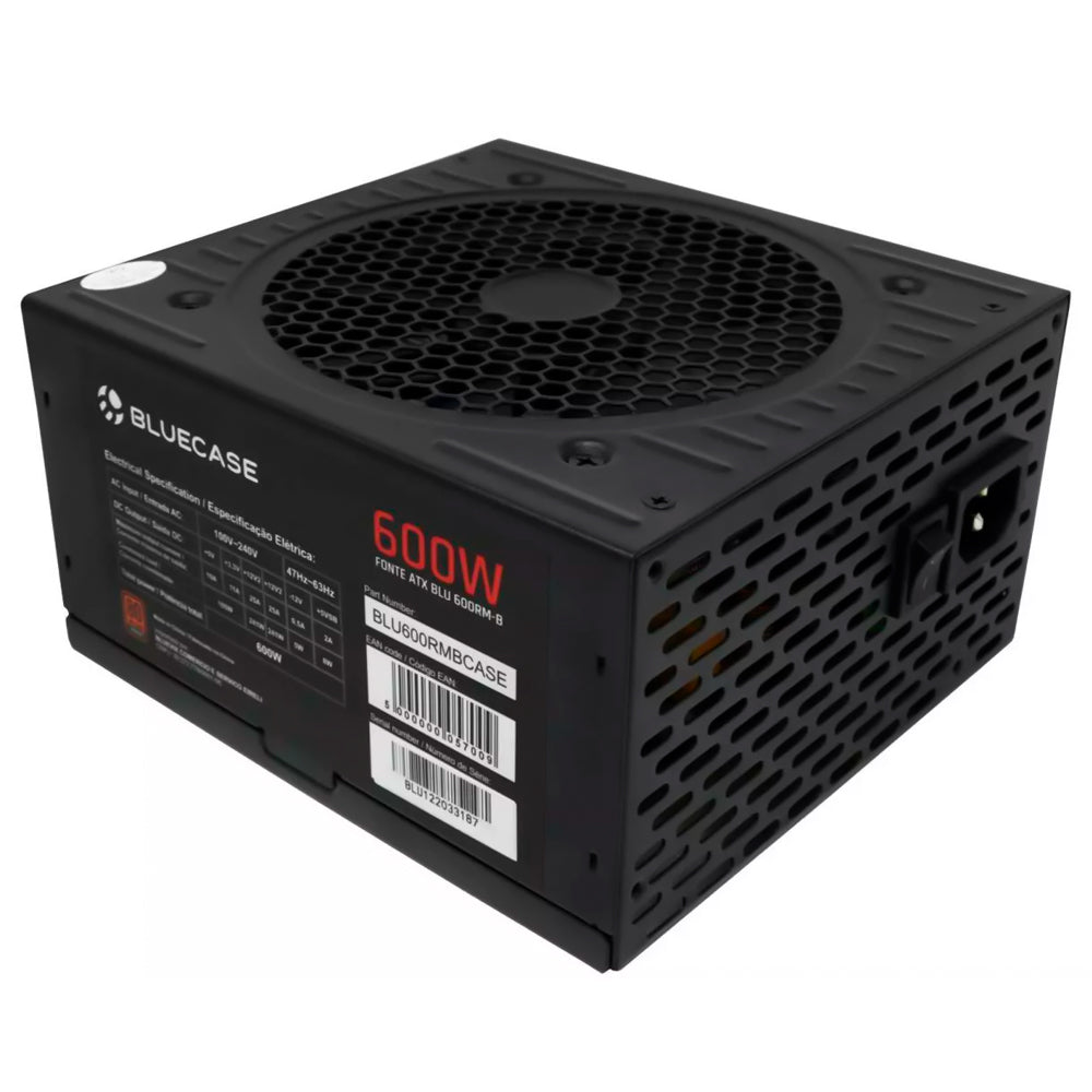 Fonte de Alimentação Semi-Modular Atx 600w Real 80 Plus Bronze (BLU600rm-B) - Bluecase