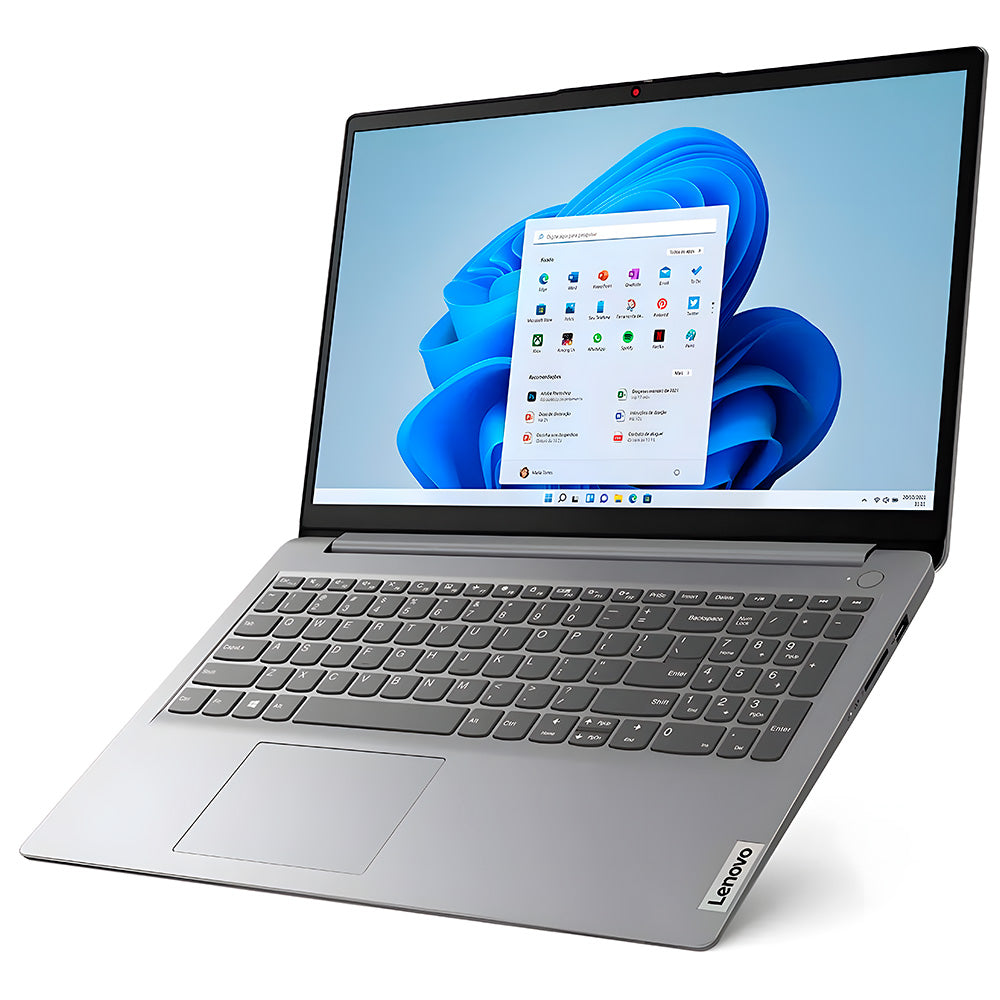 Notebook Lenovo Ideapad 1, 15IAU7, Intel Core i3-1215U, 4GB RAM, 256GB SSD, 15.6" HD, Win 11 Home, Cinza - Seminovo