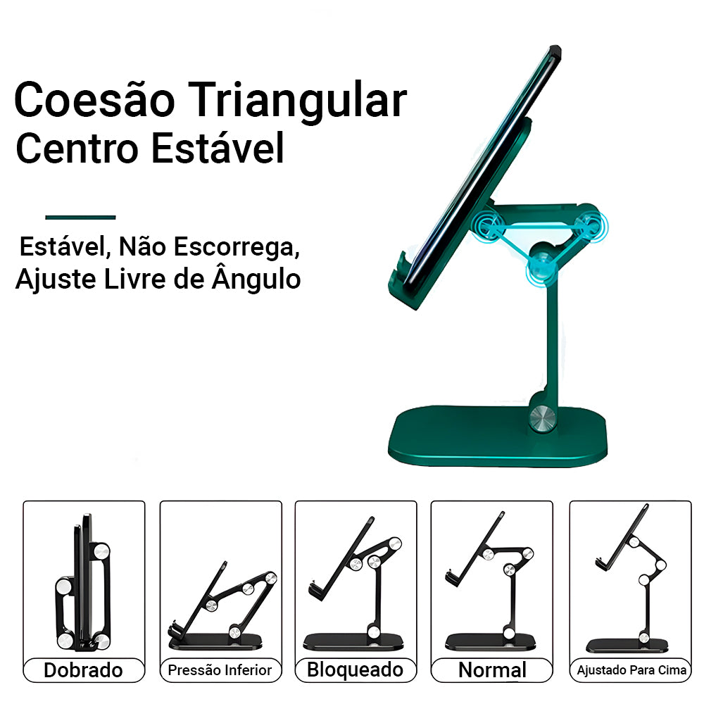 Suporte De Mesa Para Smartphones e Tablets, Ajustável e Dobrável - Verde