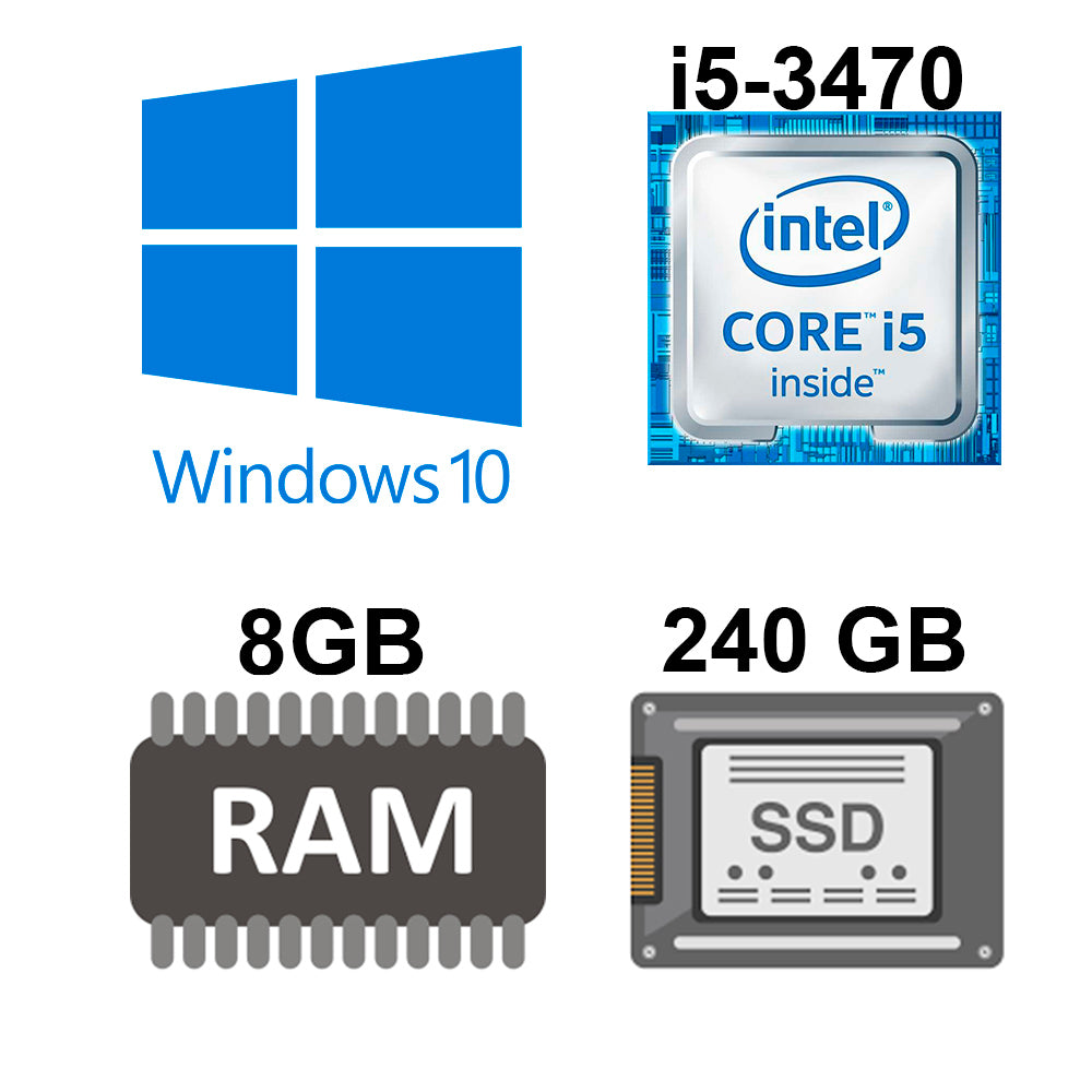 Computador Core i5-3470, SSD 240GB, Ram 8GB, Gab MT-32BK, Win 10