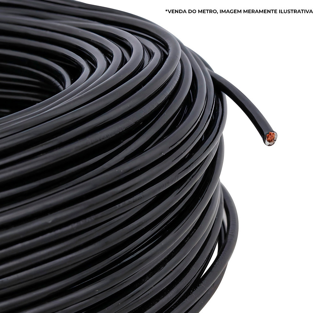 Metro de Cabo Flexível Fio Elétrico Megatron 6MM 750V - Preto