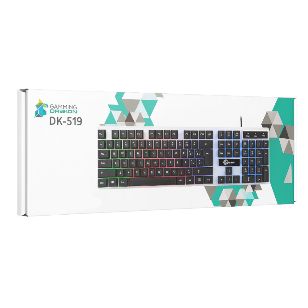 Teclado Usb Dukie K-518 Com Retroiluminação RGB, Feito em Membrana Com Design Ergonômico