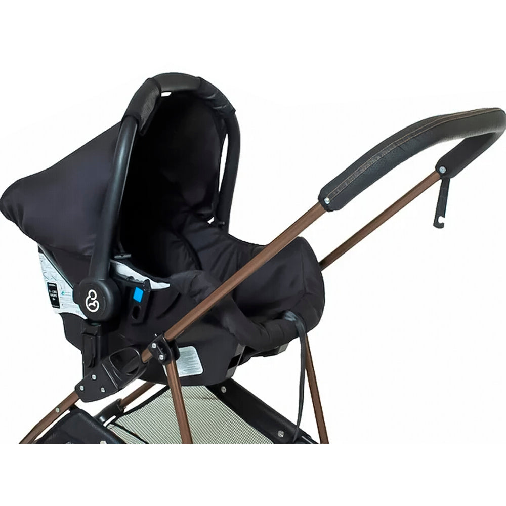 Carrinho de Bebe Infantil, Com Berço de Passeio Moises Reversível e Bebê Conforto Base Auto Napoli Galzerano, Preto