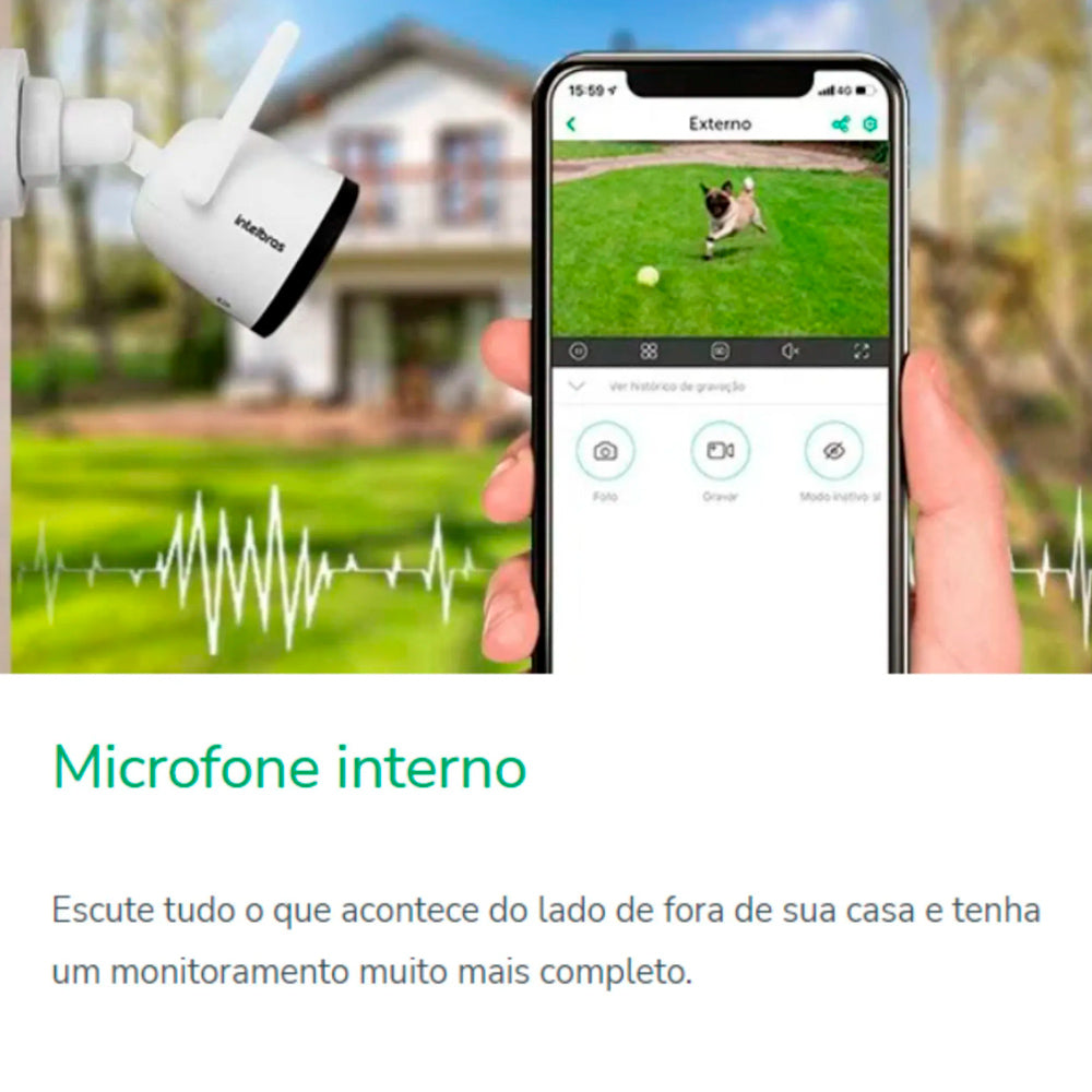 Câmera Inteligente Externa Compatível com Alexa Wi-Fi Full HD iM5 SC Branco Intelbras