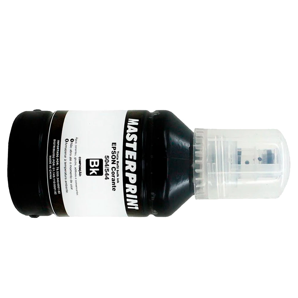 Refil de Tinta Epson Corante 504/544 BK Preto, 127ML, Masterprint, Para Ecotank L4150 / L4160 / L4260 / L6171 / L6161