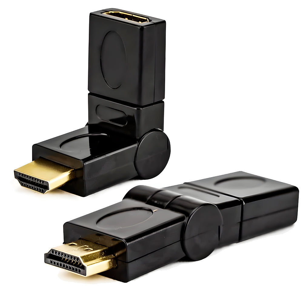 Adaptador HDMI Macho x HDMI Fêmea Dobrável em 180° e Rotativo em 360° - Preto