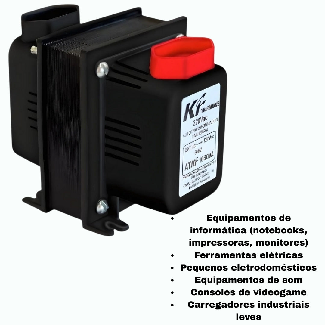 Autotransformador KF, 1050VA, Bivolt  110V/ 220V, Slim, Preto- TRF0894