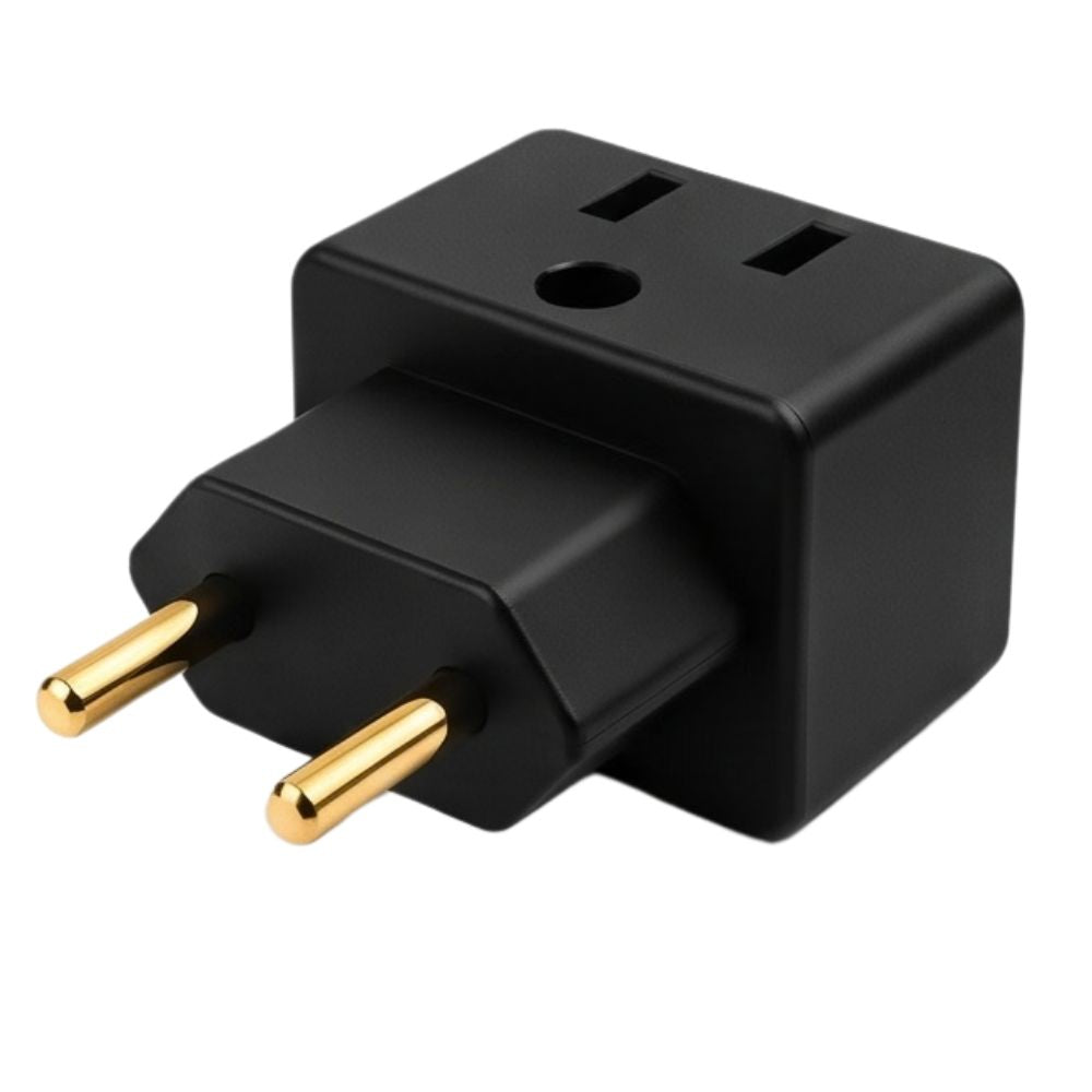 Adaptador de Tomada Universal 10A/20A, Padrão Antigo e Novo NBR14136, Pino Grosso DC - Preto
