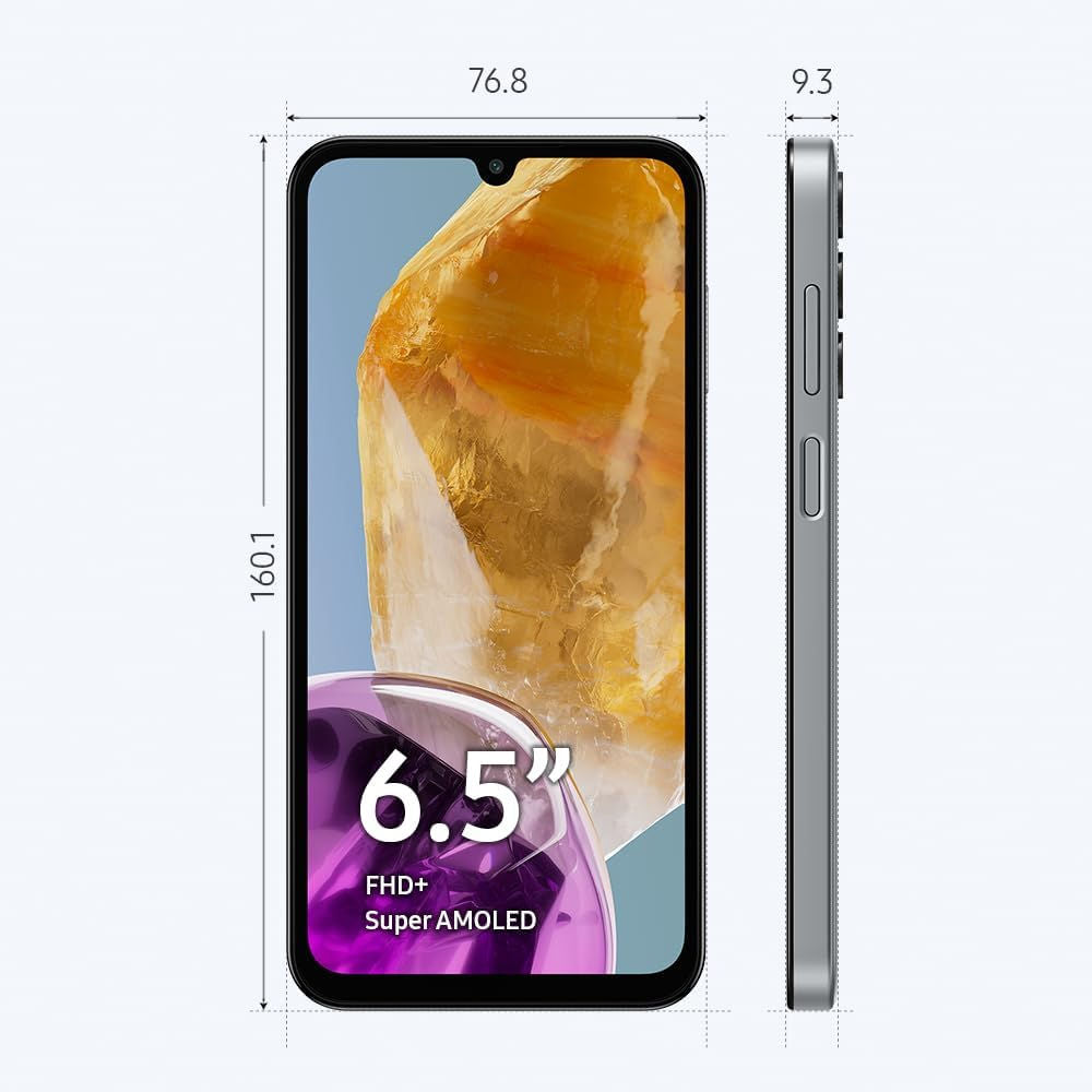 Smartphone Samsung Galaxy M15 5G Cinza 128GB 4GB RAM Tela 6.5" Super AMOLED FHD+ 90Hz Câmera 50MP, SM-M156B/DSN
